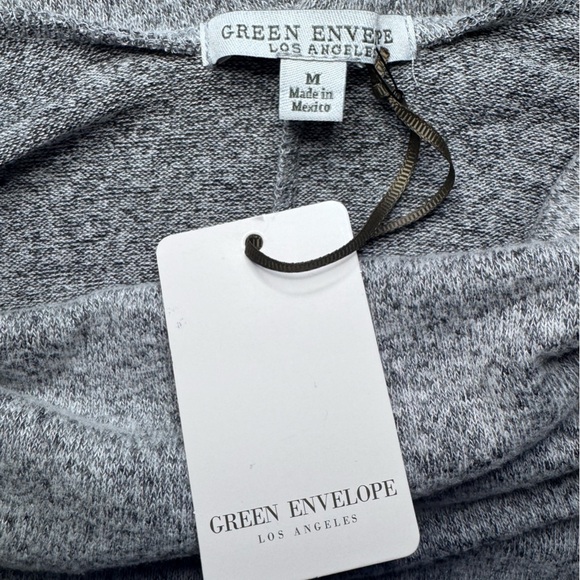 Green Envelope Gray Cowl Neck Sweater with Three-Quarter Sleeves Medium - Picture 5 of 6